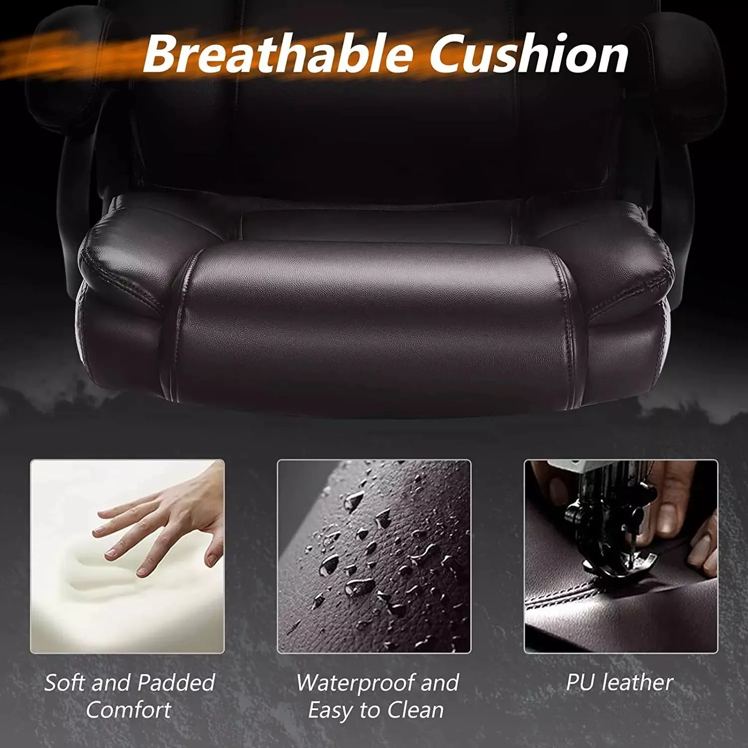 OFIKA Heavy Duty Big and Tall Office Chair, 500LBS High Back PU Leather Executive Chair OFC07