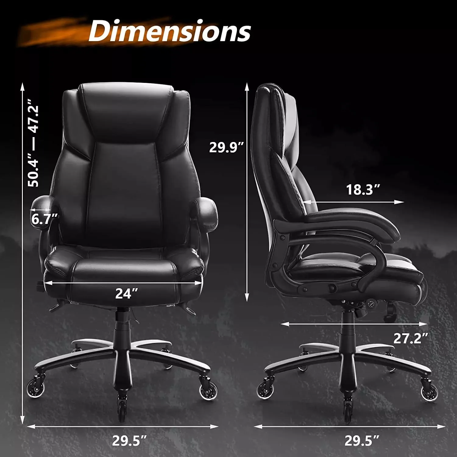 OFIKA Heavy Duty Big and Tall Office Chair, 500LBS High Back PU Leather Executive Chair OFC07