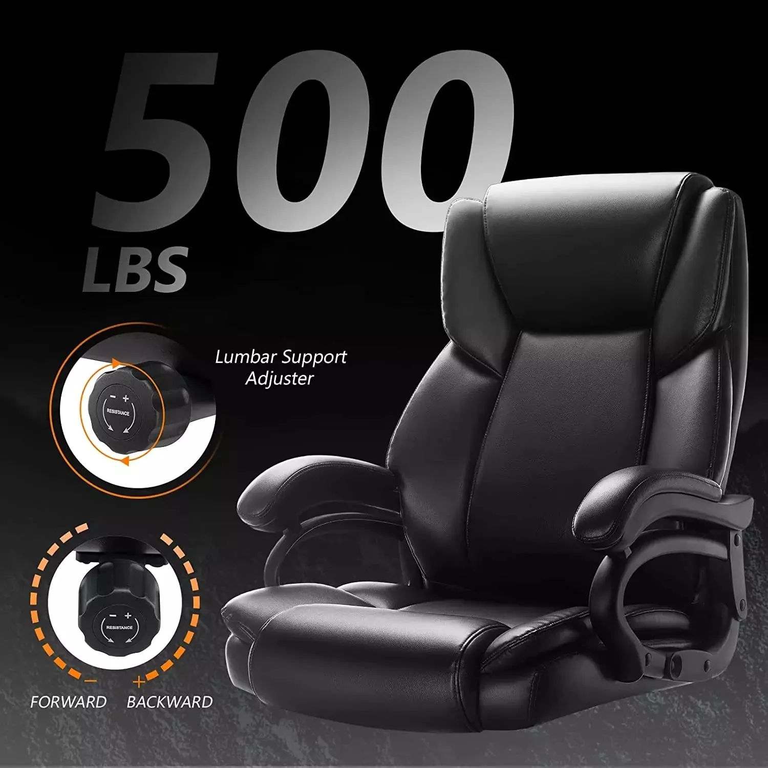 OFIKA Heavy Duty Big and Tall Office Chair, 500LBS High Back PU Leather Executive Chair OFC07
