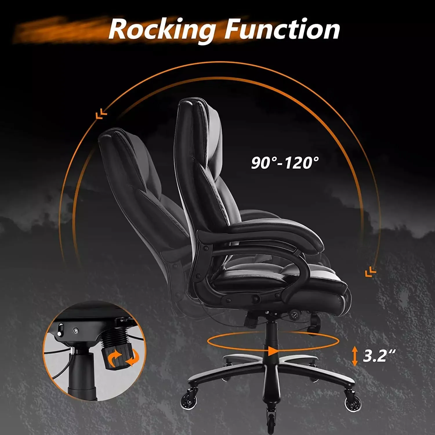 OFIKA Heavy Duty Big and Tall Office Chair, 500LBS High Back PU Leather Executive Chair OFC07