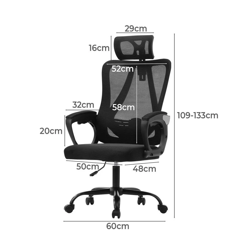Oikiture Ergonomic Office Chair, Home Office Desk Char, Beathable Mesh Office Chair, Height Adjustable Lumbar Support Reclining Computer Chair Black