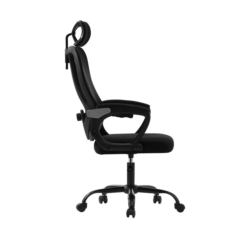 Oikiture Ergonomic Office Chair, Home Office Desk Char, Beathable Mesh Office Chair, Height Adjustable Lumbar Support Reclining Computer Chair Black
