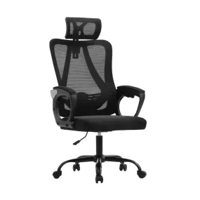 Oikiture Ergonomic Office Chair, Home Office Desk Char, Beathable Mesh Office Chair, Height Adjustable Lumbar Support Reclining Computer Chair Black