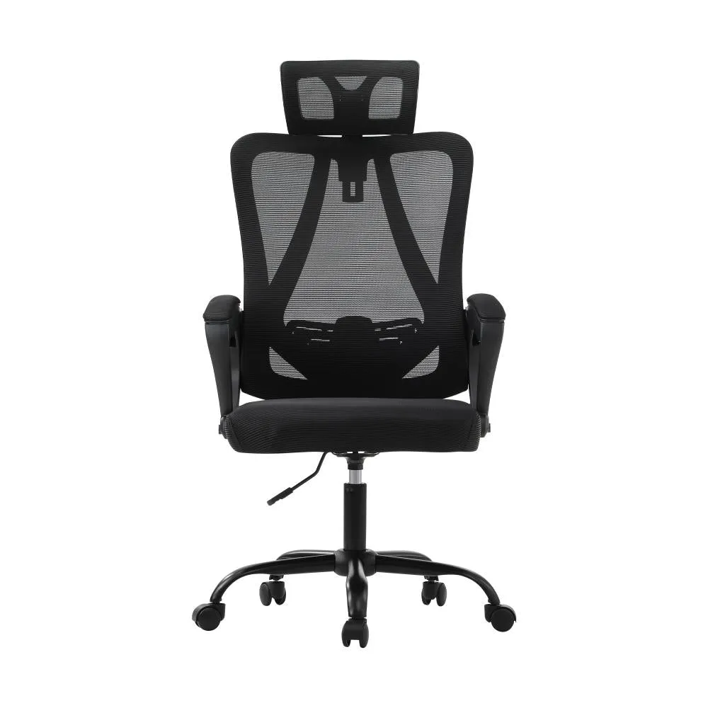 Oikiture Ergonomic Office Chair, Home Office Desk Char, Beathable Mesh Office Chair, Height Adjustable Lumbar Support Reclining Computer Chair Black