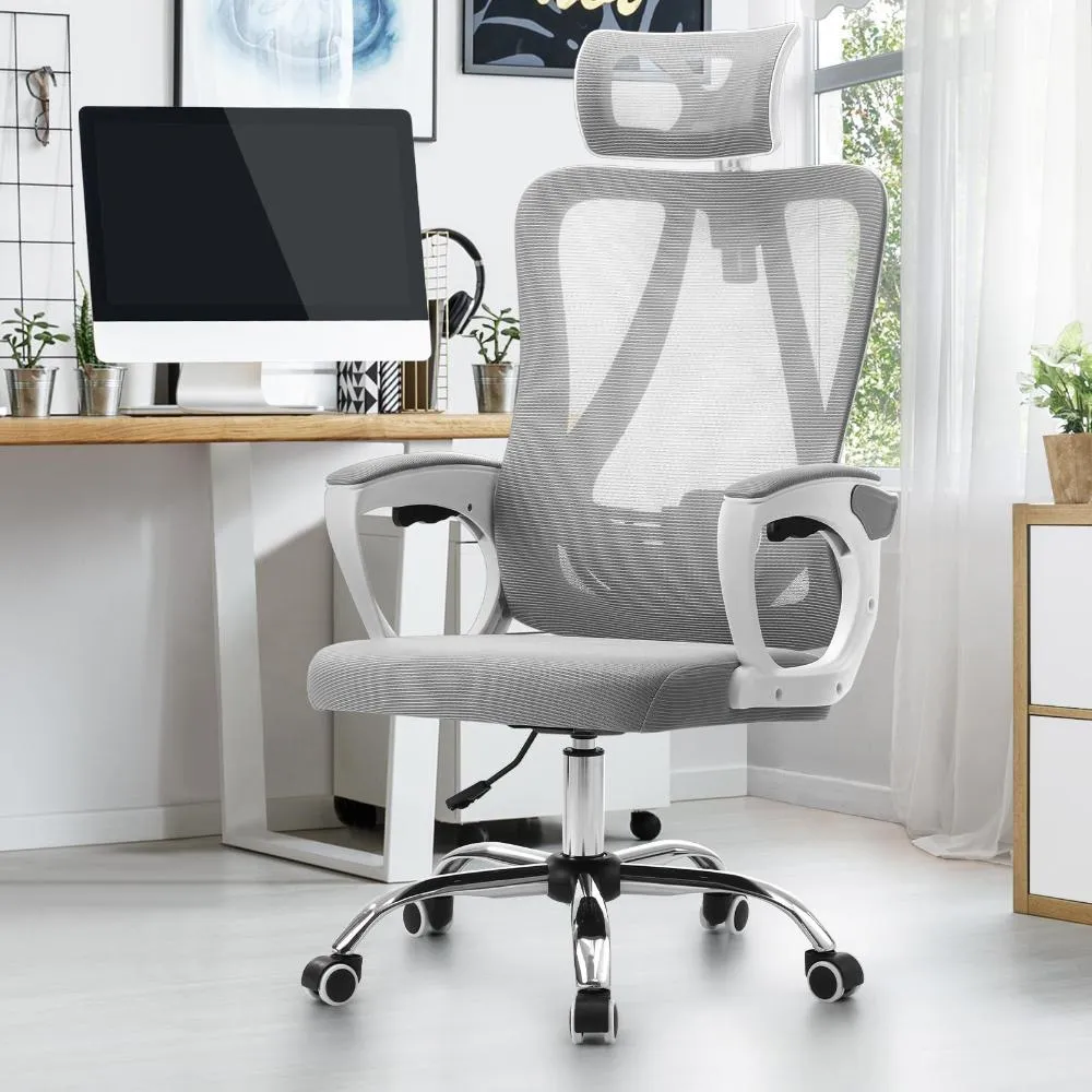 Oikiture Ergonomic Office Chair Lumbar Support White