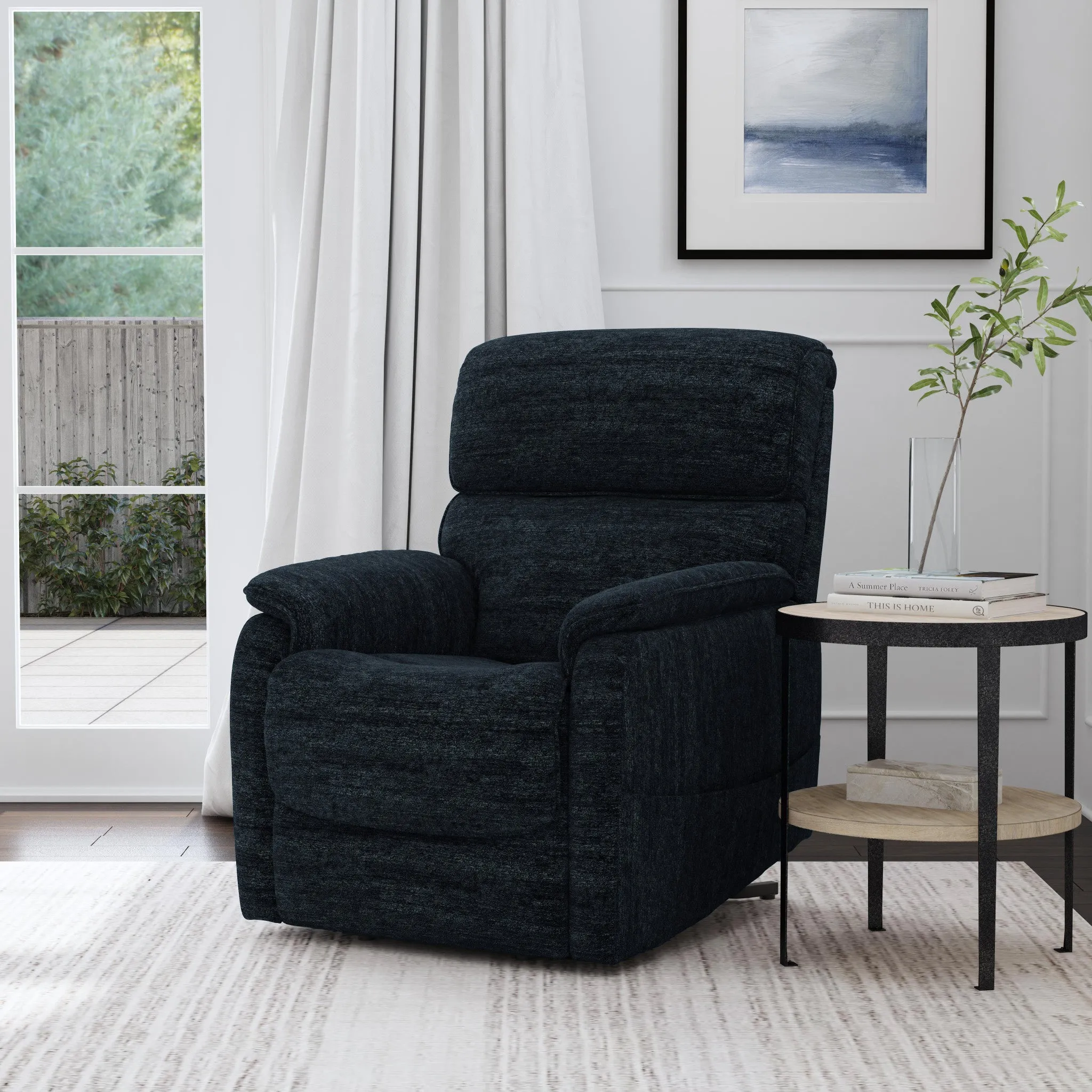 Orville Navy Blue Power Lift Recliner