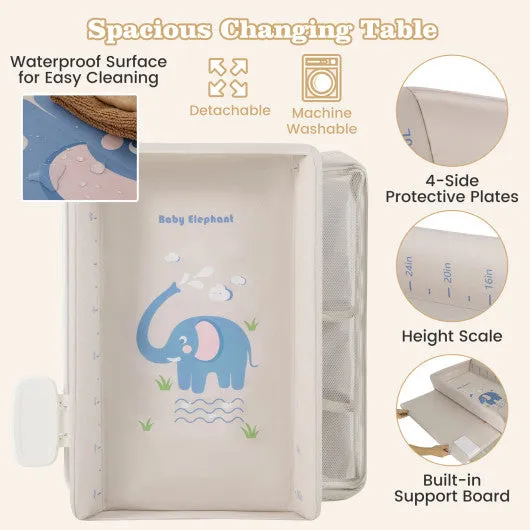 Portable Baby Changing Table With Wheels and Large Storage Rack-Natural