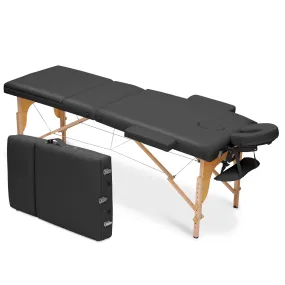 Portable Massage Table - Adjustable Height 24.5" to 33.5" - Tilt Back - Wooden Frame