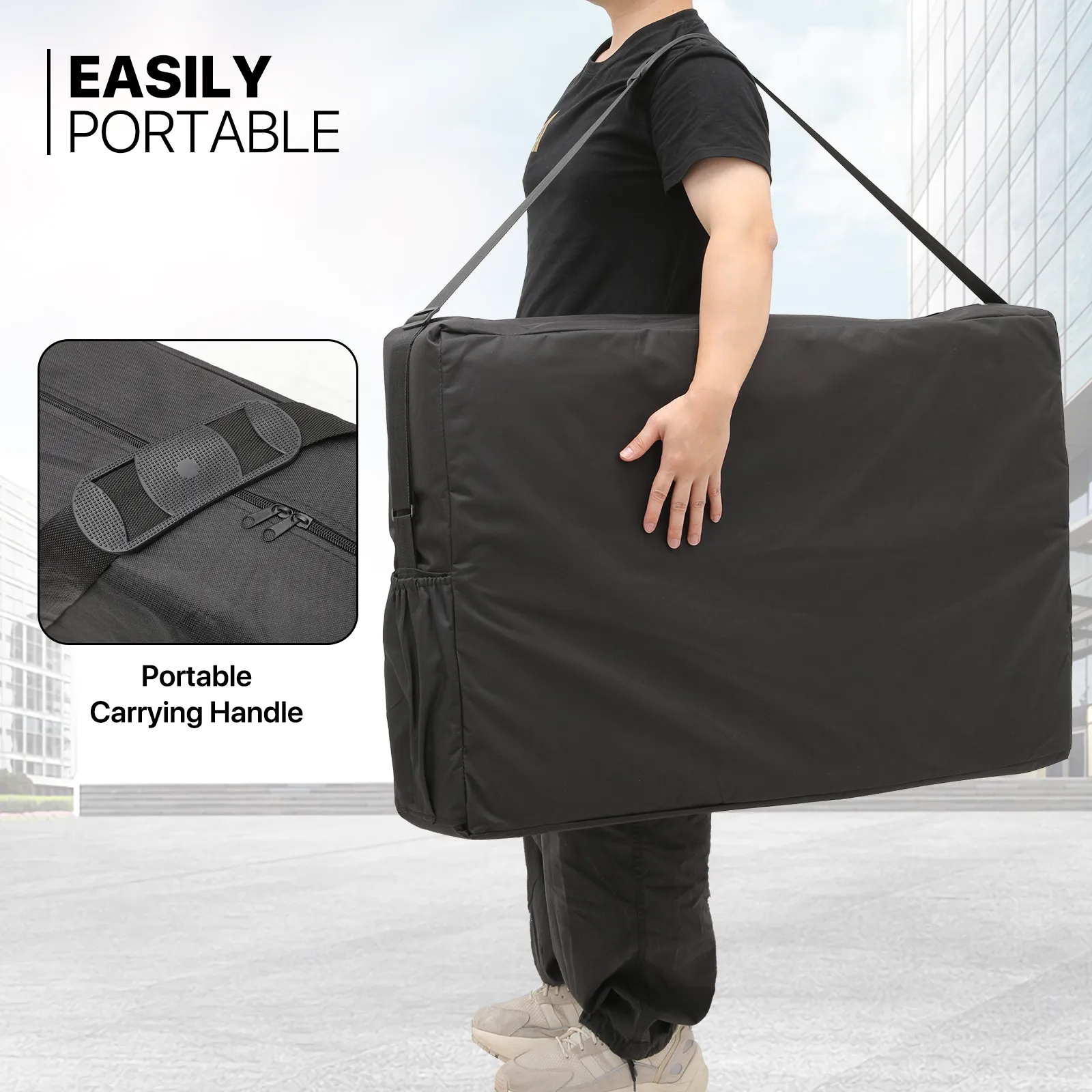 Portable Massage Table - Adjustable Height 24.5" to 33.5" - Wooden Frame
