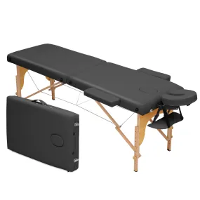 Portable Massage Table - Adjustable Height 24.5" to 33.5" - Wooden Frame