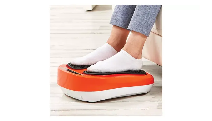 PRICE DROP: Power Legs Vibration Plate Foot Massager Platform with Rotating Acupressure Heads Multi Setting Electric Foot Massager with Remote Control (Refurbished)