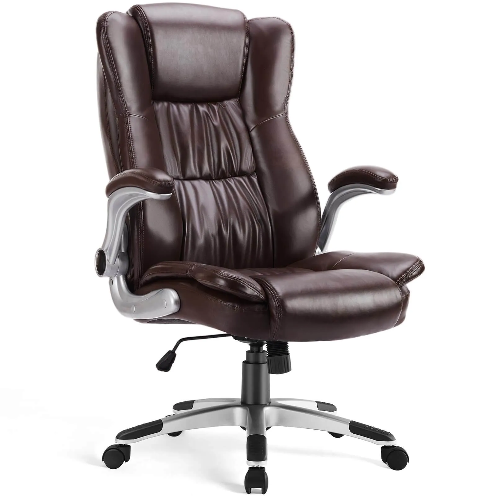 PU Leather Ergonomic Adjustable Height Office Chair with Lumbar Support Flip-up Padded Armrests
