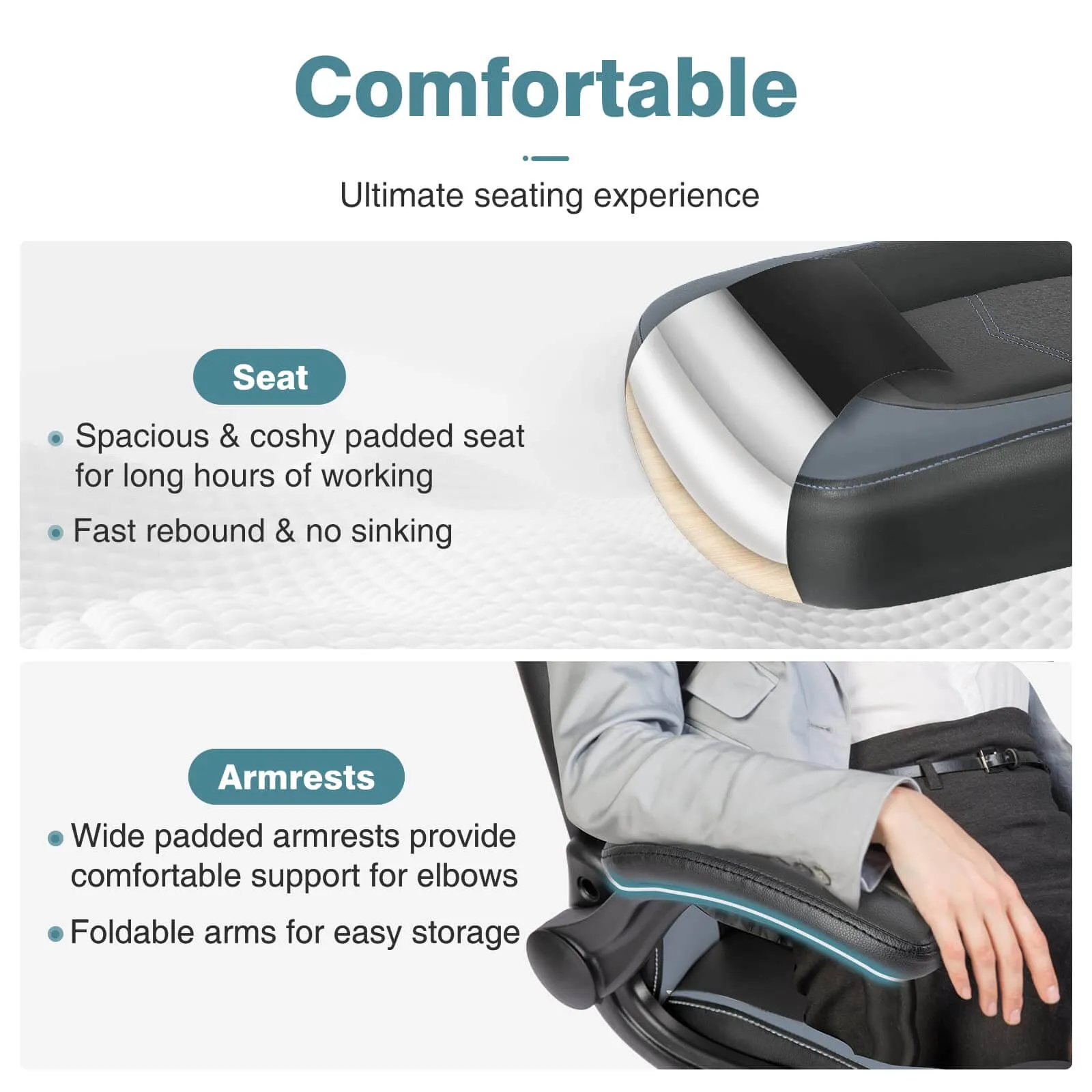PU Leather Ergonomic Gaming Chair with Flip-up Armrests and Lumbar Support