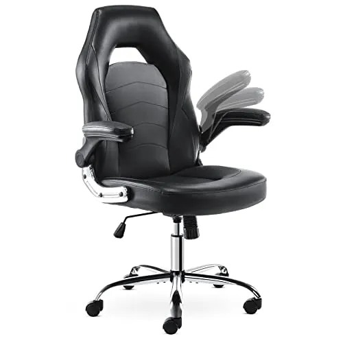 PU Leather Ergonomic Gaming Chair with Flip-up Armrests and Lumbar Support
