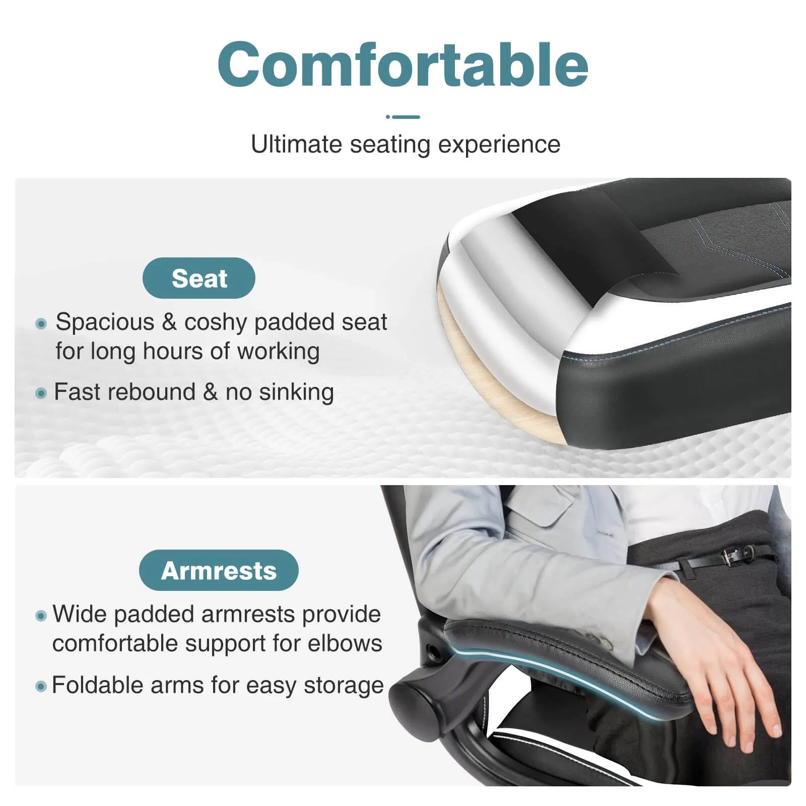 PU Leather Ergonomic Gaming Chair with Flip-up Armrests and Lumbar Support