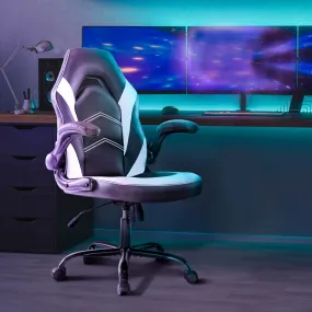 PU Leather Ergonomic Gaming Chair with Flip-up Armrests and Lumbar Support