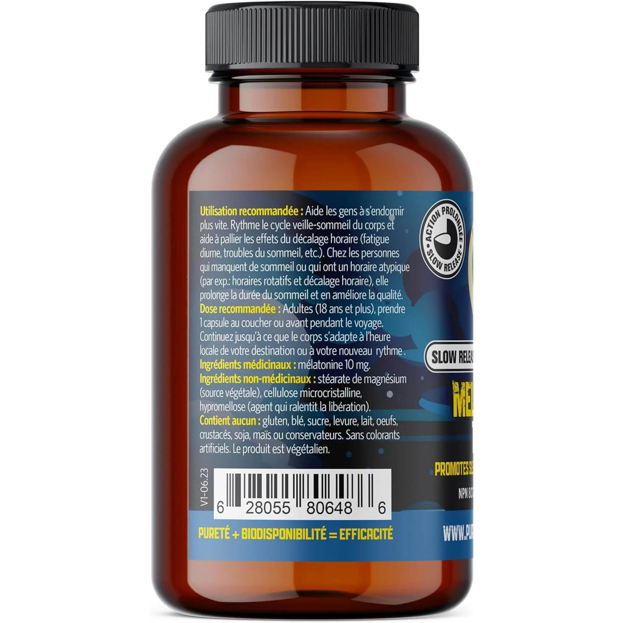 Pure Lab Vitamins Melatonin 10mg Slow Release, 60 Capsules