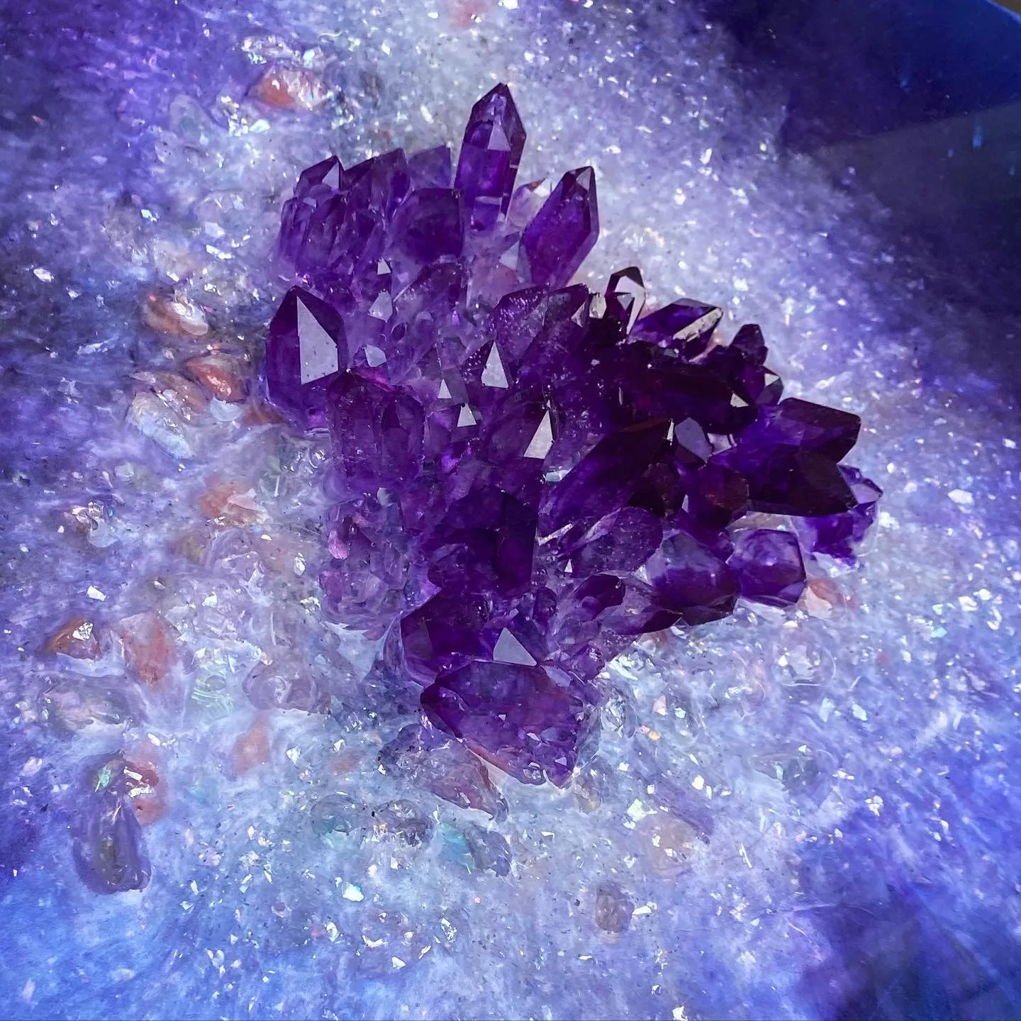 Purple amethyst light coffee table with handmade crystals - COMMISSION