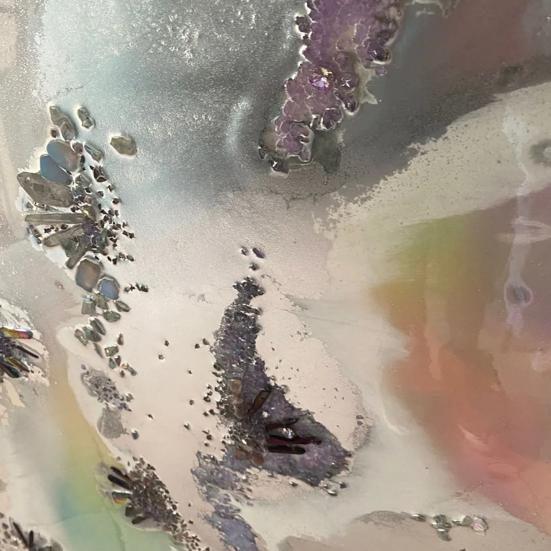 Rainbow Multicolor Agate with Titanium Aura Quartz, Rose Quartz, Aura Quartz, Pink Amethyst, Moonstone and Swarovski