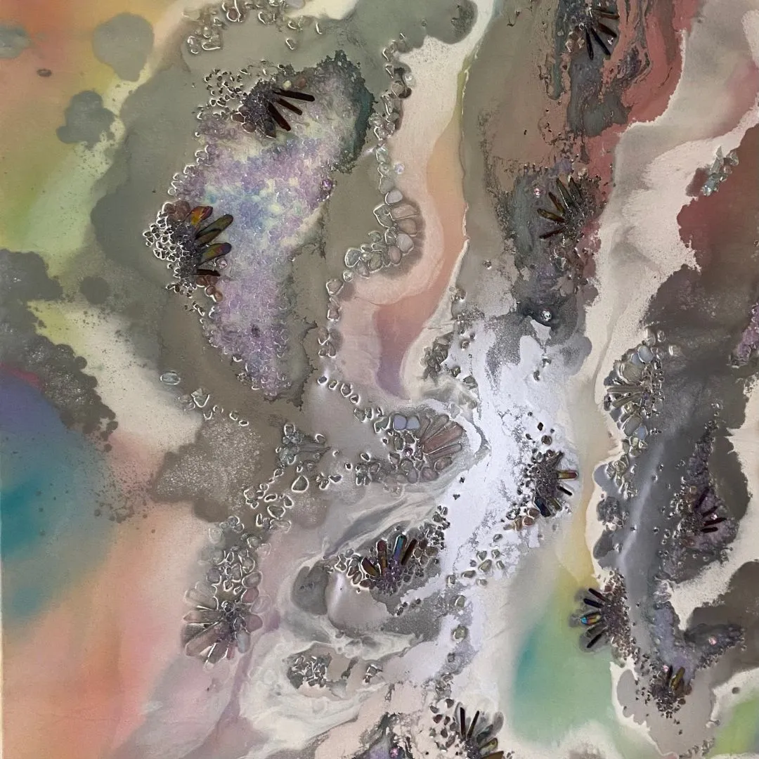 Rainbow Multicolor Agate with Titanium Aura Quartz, Rose Quartz, Aura Quartz, Pink Amethyst, Moonstone and Swarovski