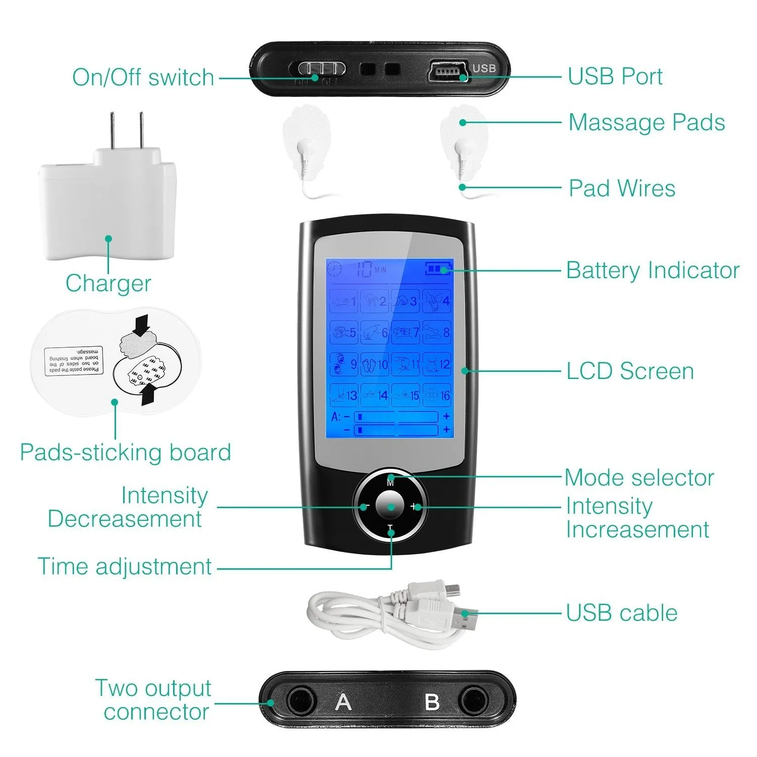 Rechargeable Tens Unit Machine Impulse Massager