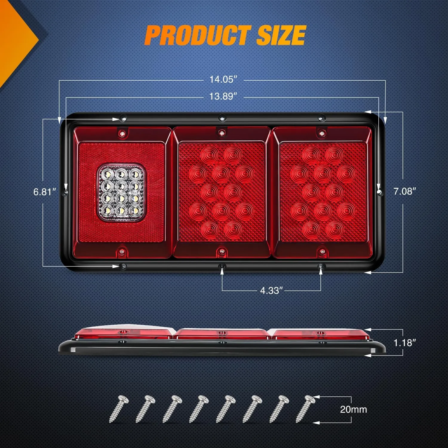 Rectangle Red LED Triple Tail Lights