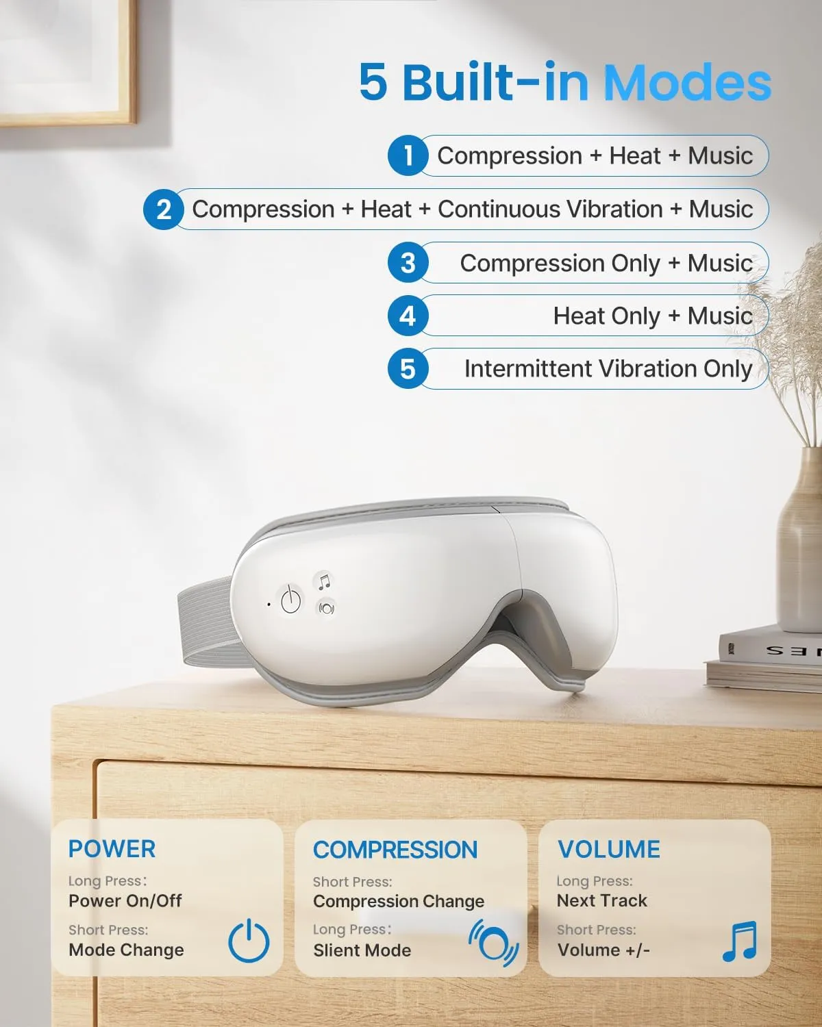 RENPHO Eye Massager with Heat, Air Compression Bluetooth Music Rechargeable Eyeris 1 Therapy Massager for Relieve Eye Strain Dark Circles Eye Bags Dry Eye Improve Sleep, Ideal Gift