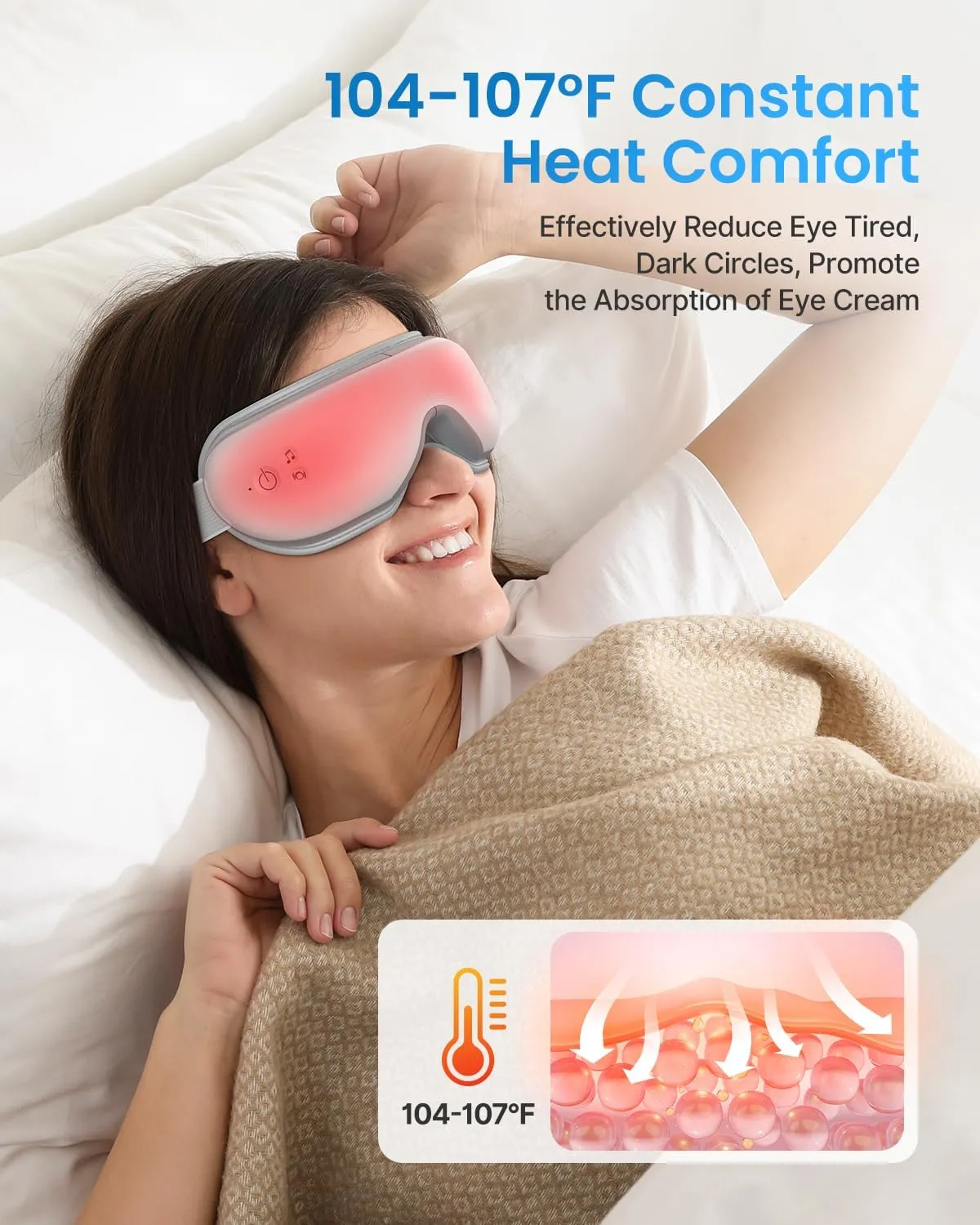 RENPHO Eye Massager with Heat, Air Compression Bluetooth Music Rechargeable Eyeris 1 Therapy Massager for Relieve Eye Strain Dark Circles Eye Bags Dry Eye Improve Sleep, Ideal Gift