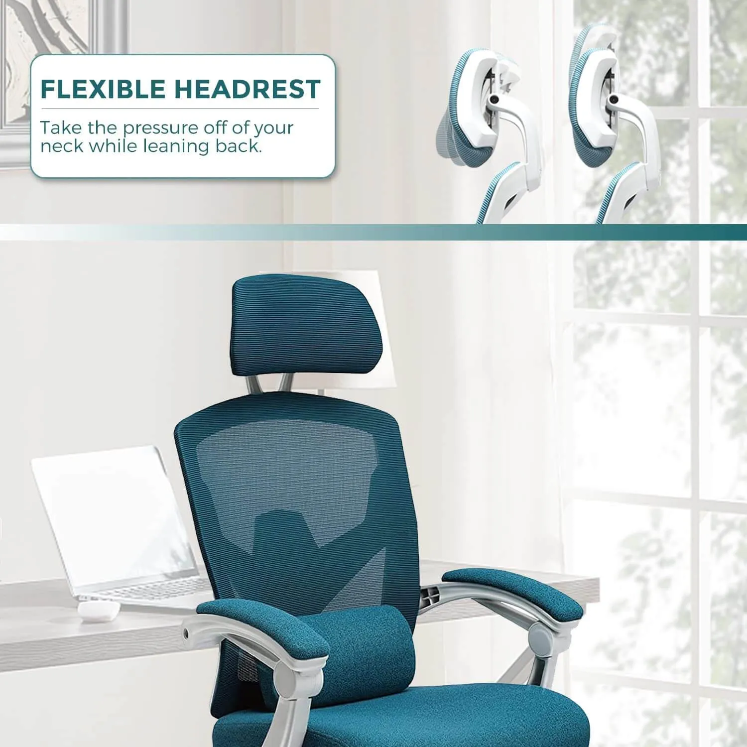 Retractable Footrest Ergonomic Swivel Office Chair with Lumbar Support Pillow and Padded Armrests