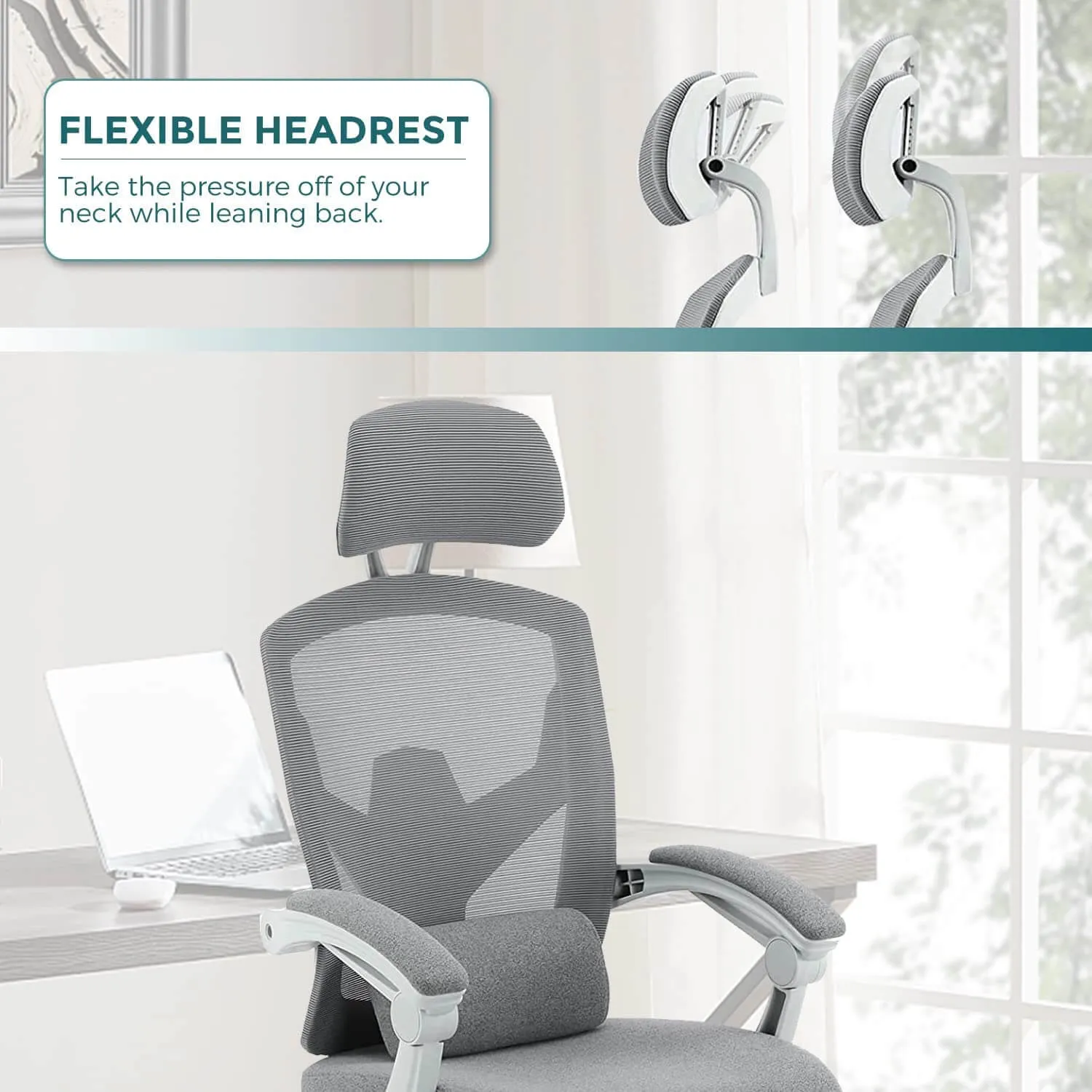 Retractable Footrest Ergonomic Swivel Office Chair with Lumbar Support Pillow and Padded Armrests