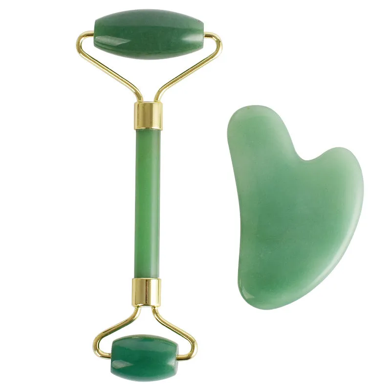 Rose Quartz Jade Roller Facial Massager and Gua Sha Scraping Tool