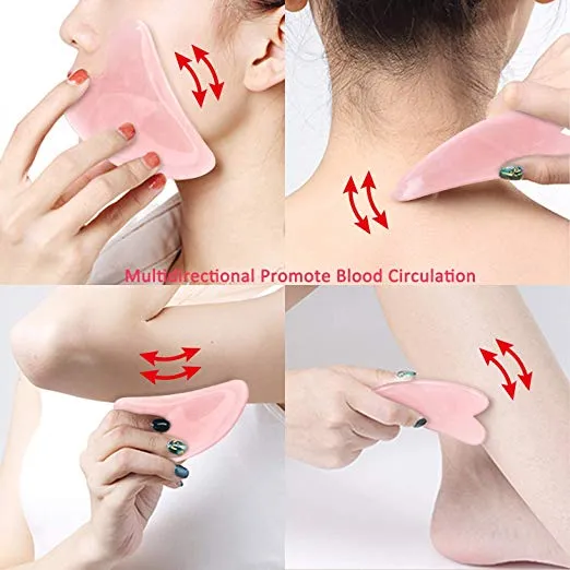 Rose Quartz Jade Roller Facial Massager and Gua Sha Scraping Tool