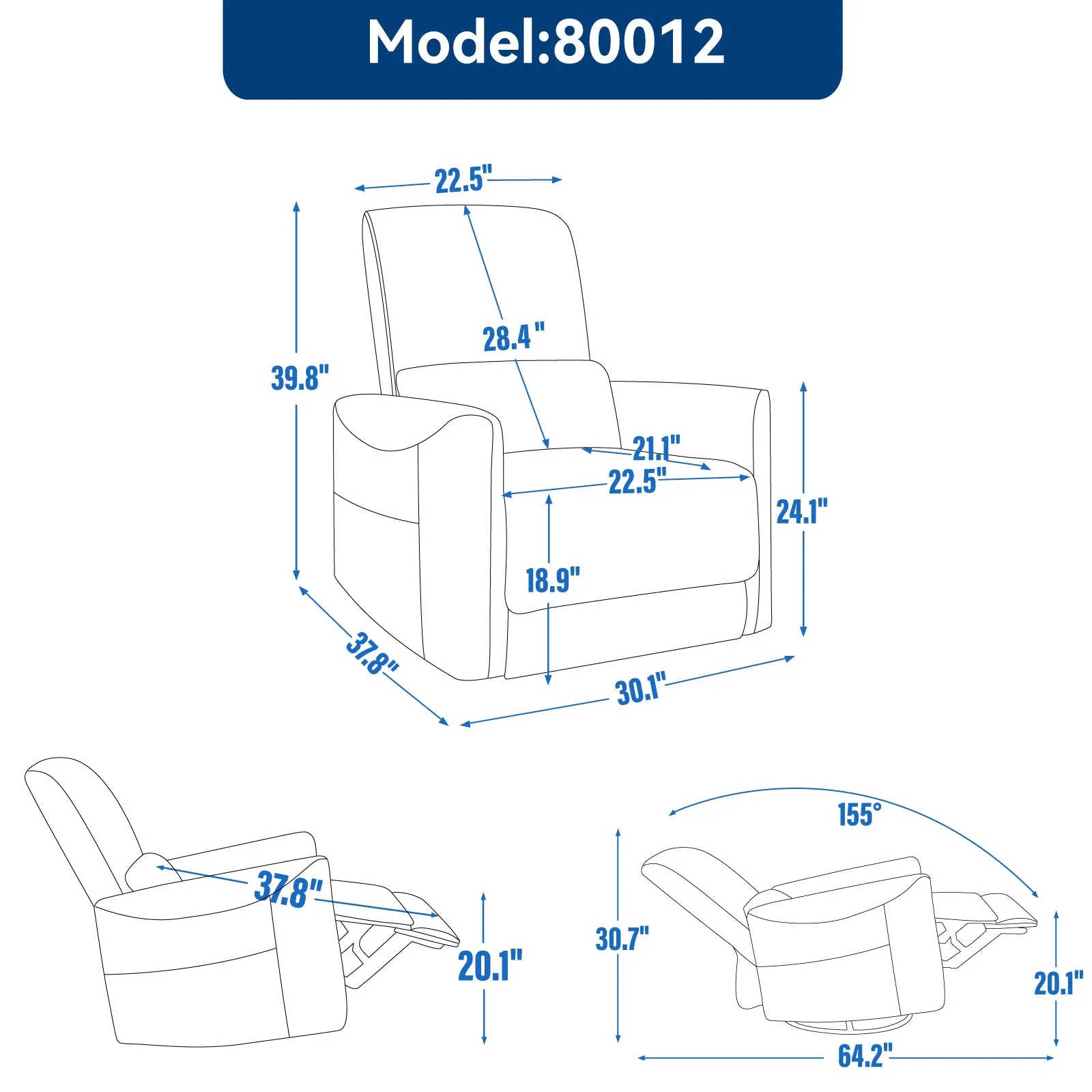 Spencer Swivel and Rocker Power Recliner Chair - Beige
