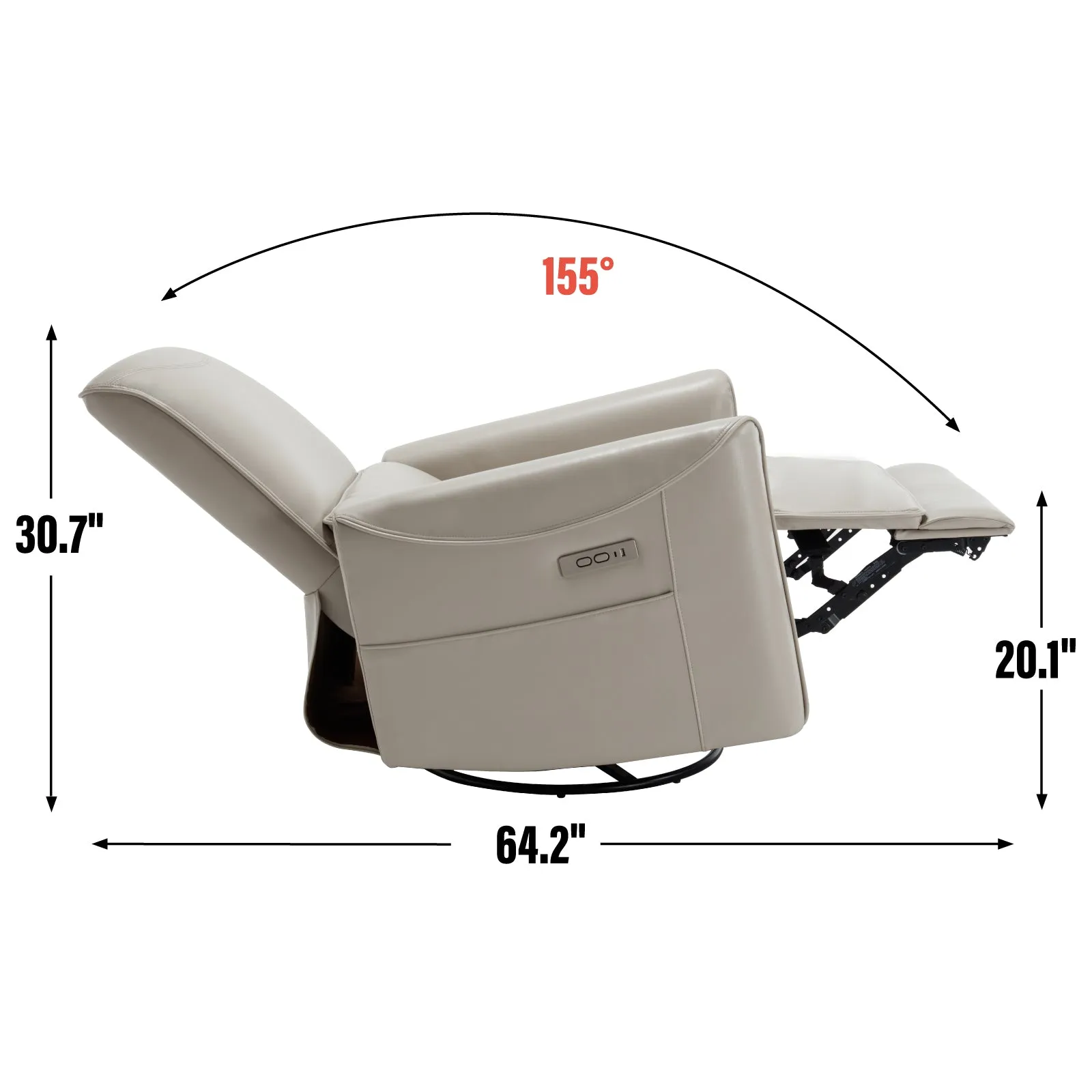 Spencer Swivel and Rocker Power Recliner Chair - Beige