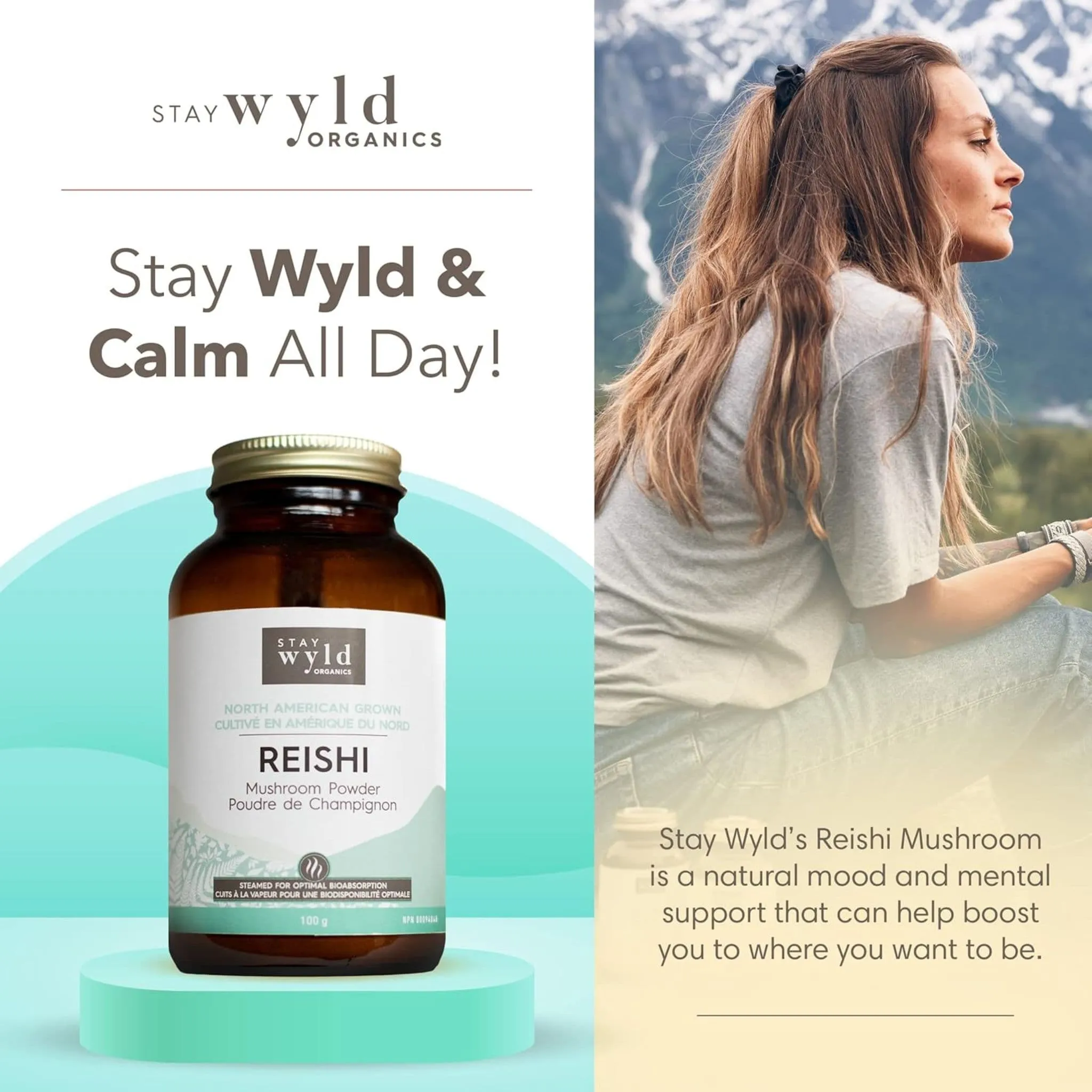 Stay Wyld Organics Reishi (Stress & Anxiety Support), 100g Powder