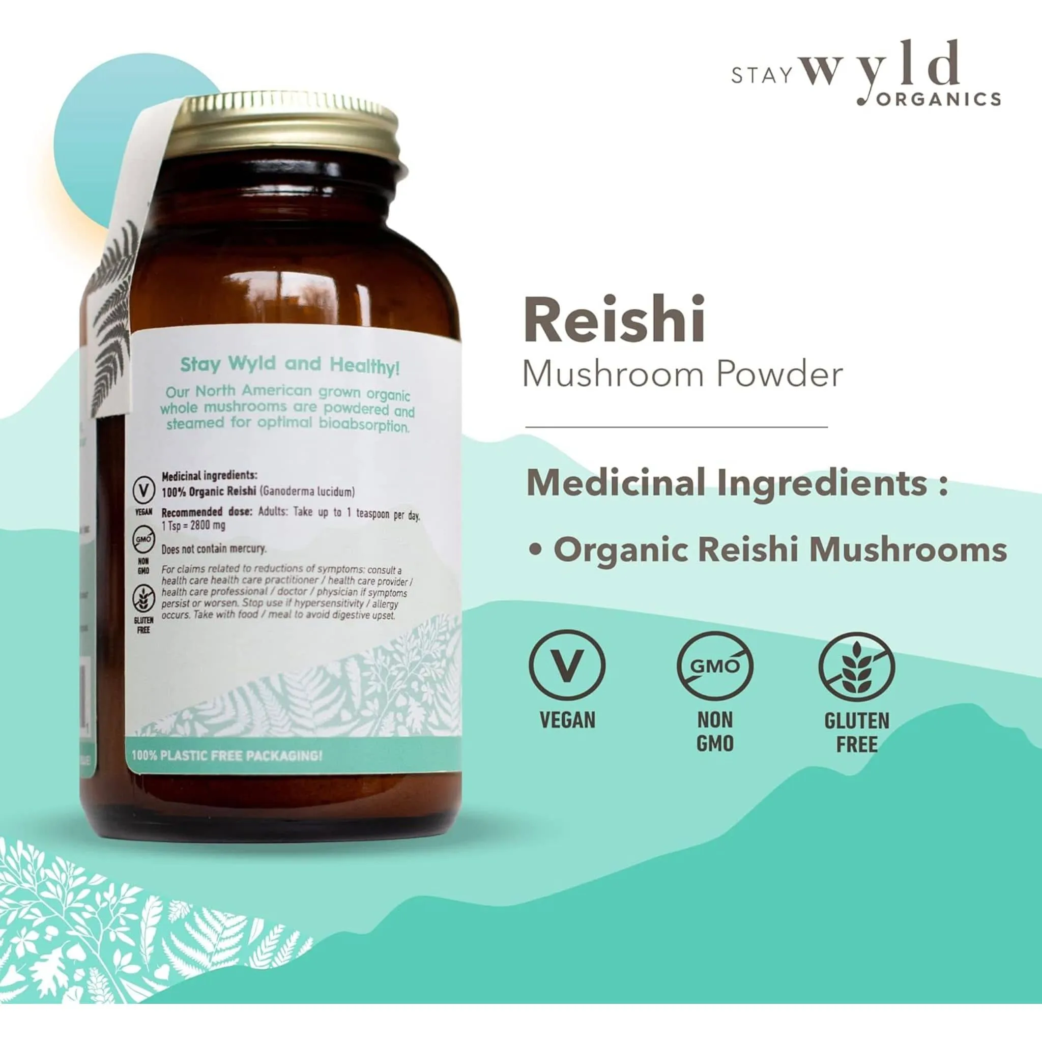 Stay Wyld Organics Reishi (Stress & Anxiety Support), 100g Powder