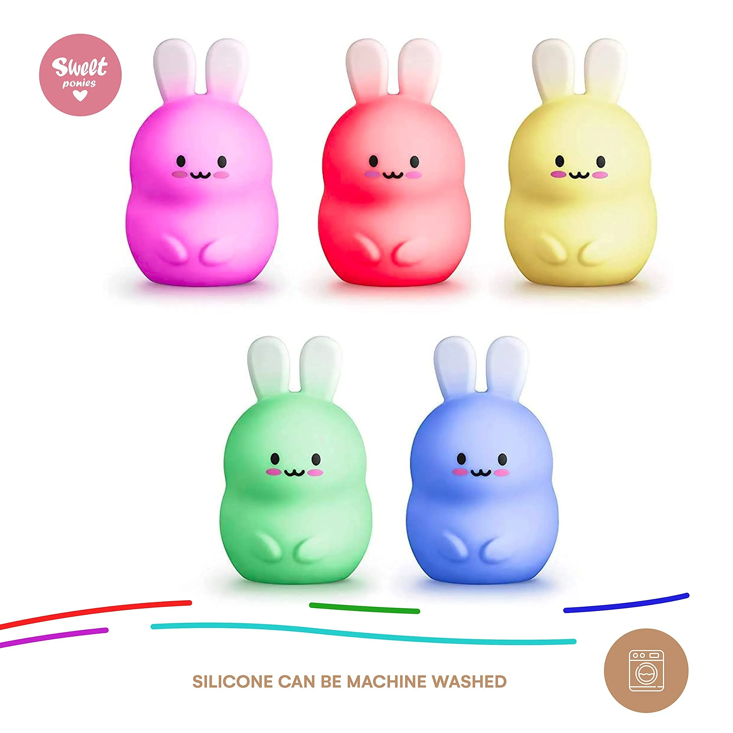 Sweet Ponies Baby Night Light Rabbit - Kids Night Light - Toddler Night Light - Silicone