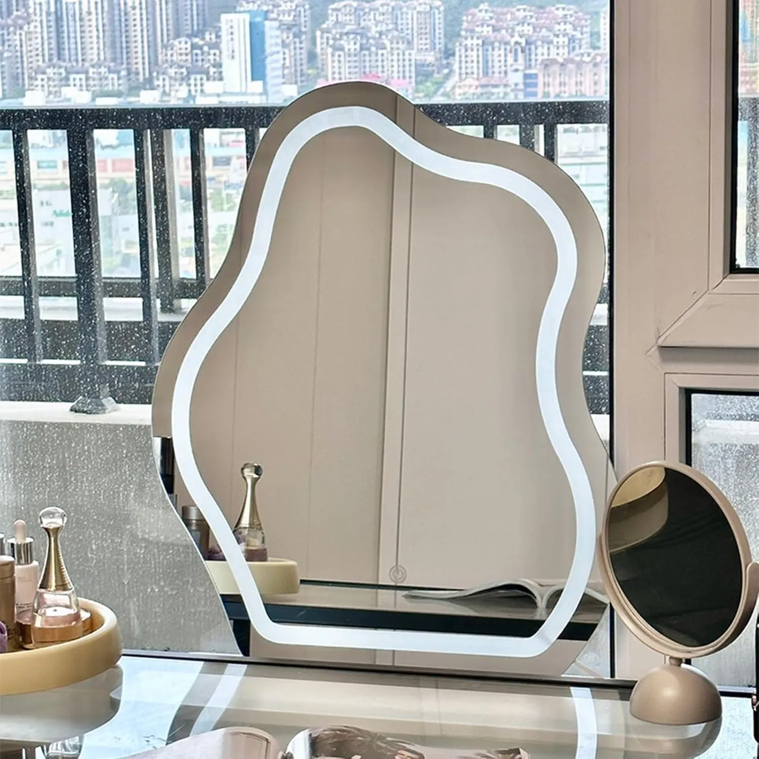 Tabletop Touch Screen Vanity Led Cloud Shaped Mirror