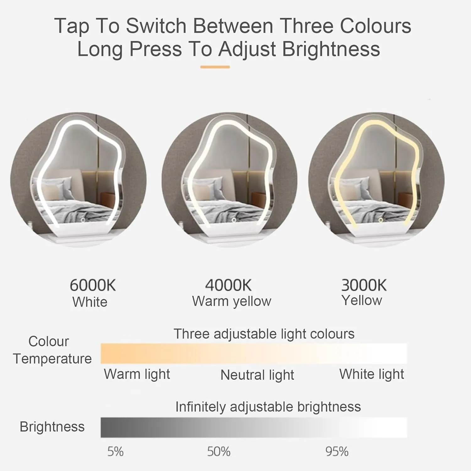 Tabletop Touch Screen Vanity Led Cloud Shaped Mirror