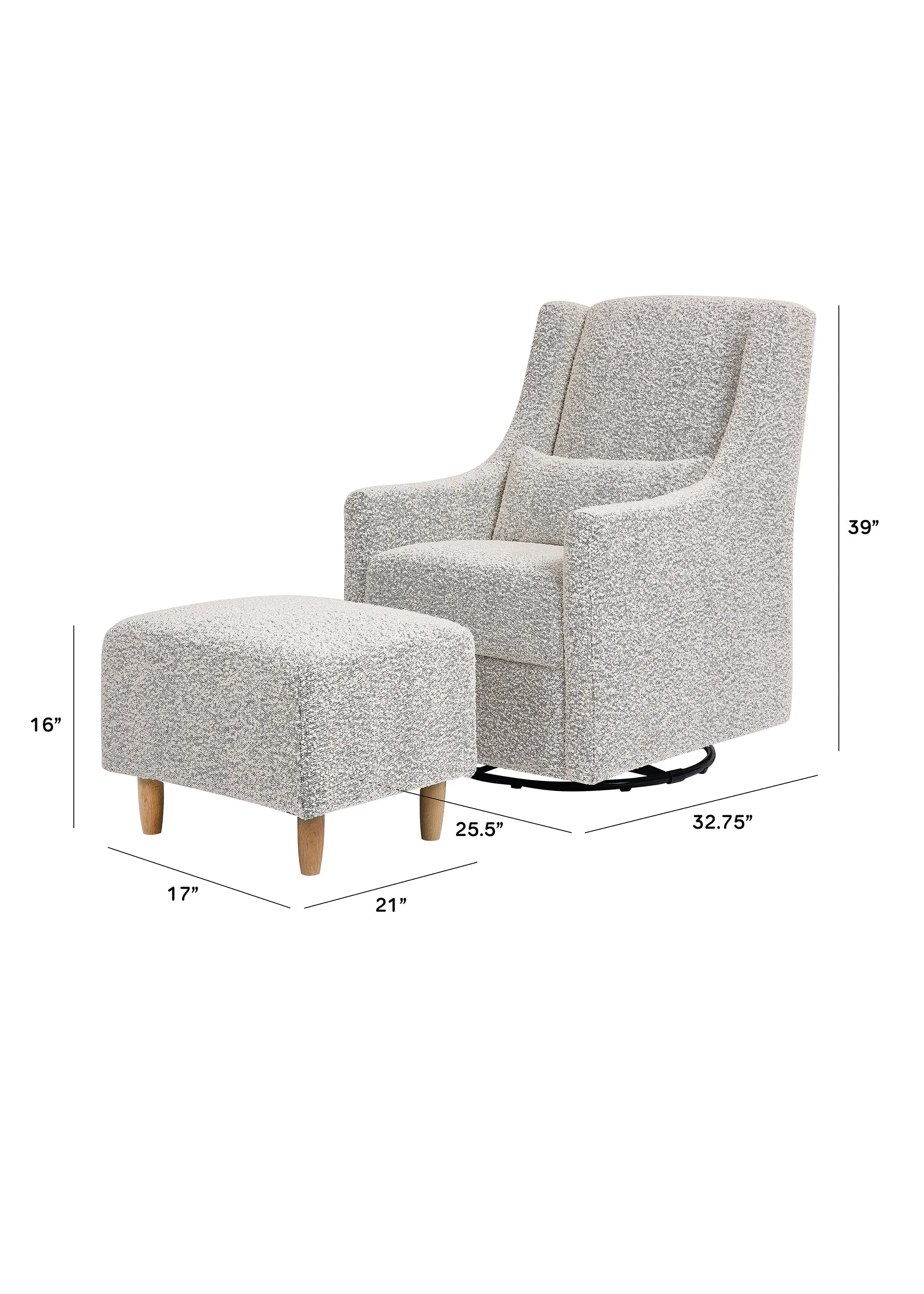 TOCO SWIVEL GLIDER AND OTTOMAN IN BOUCLE