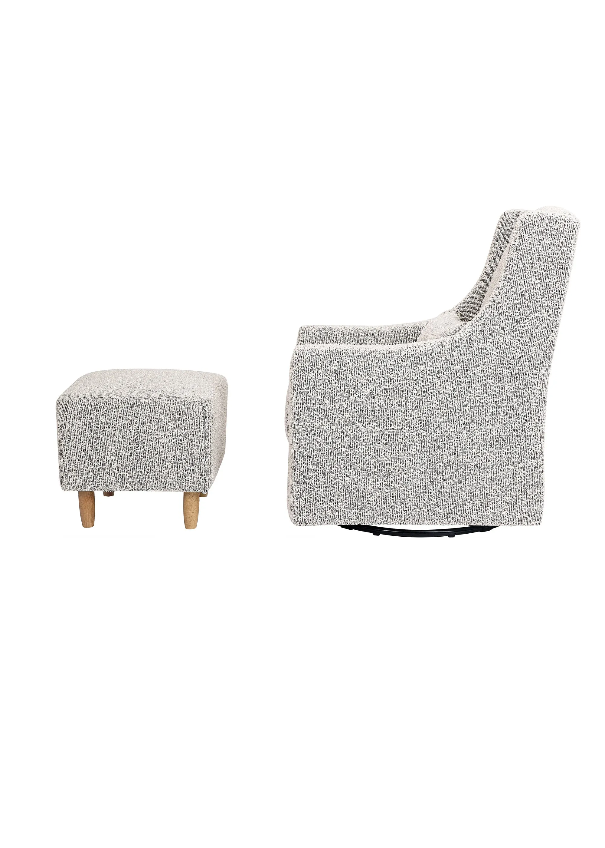 TOCO SWIVEL GLIDER AND OTTOMAN IN BOUCLE