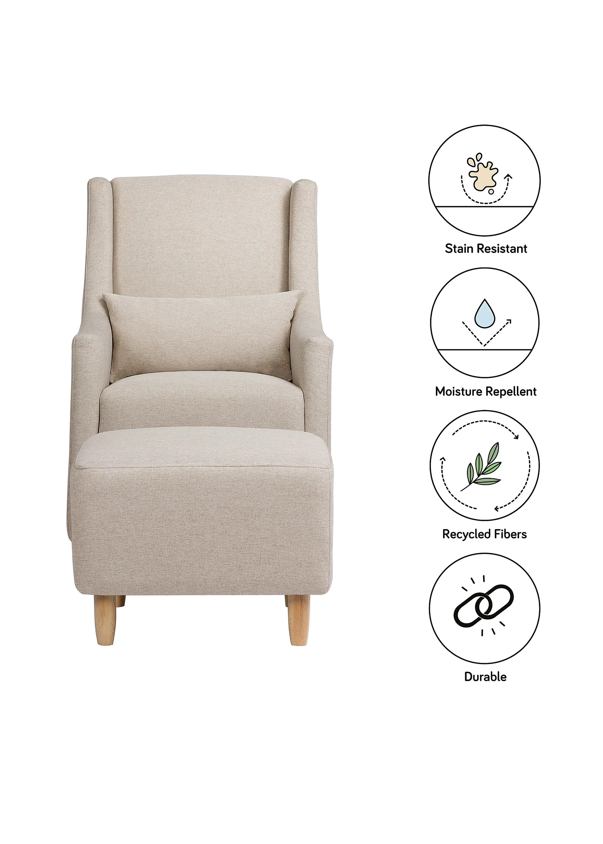 TOCO SWIVEL GLIDER AND OTTOMAN IN ECO-PERFORMANCE FABRIC