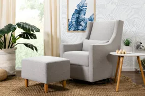 Toco Swivel Glider with Ottoman in eco-performance fabric | water repellent & stain resistant (Grey Tweed)