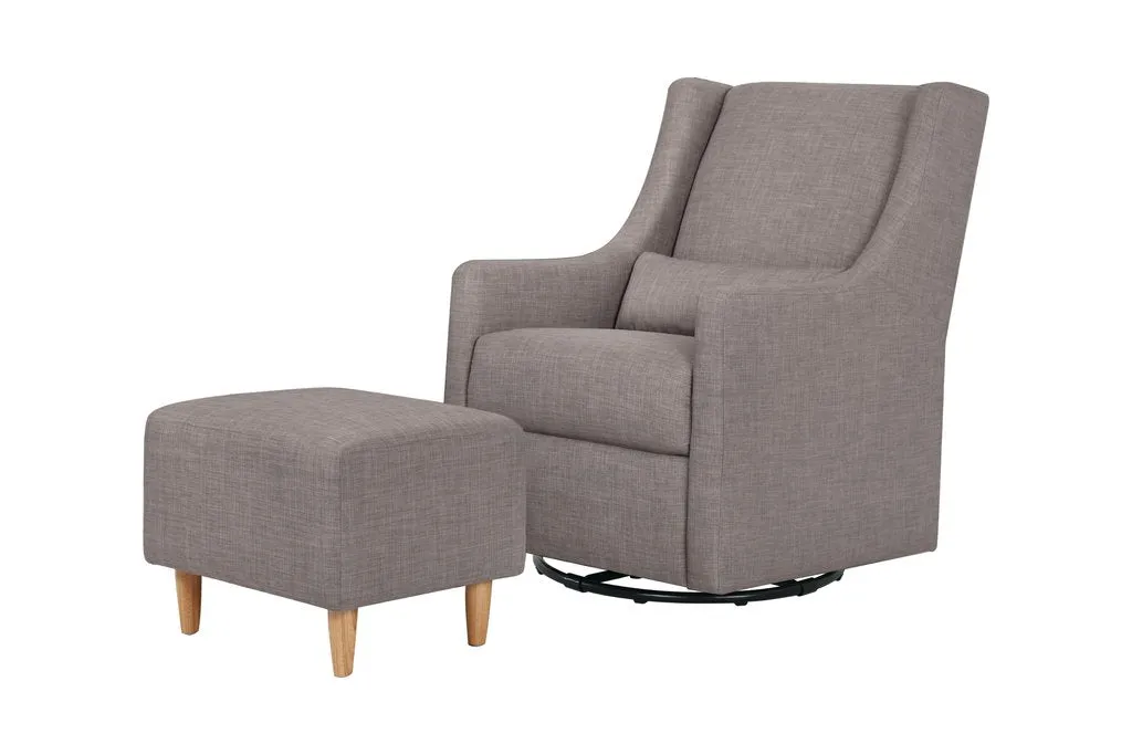 Toco Swivel Glider with Ottoman in eco-performance fabric | water repellent & stain resistant (Grey Tweed)