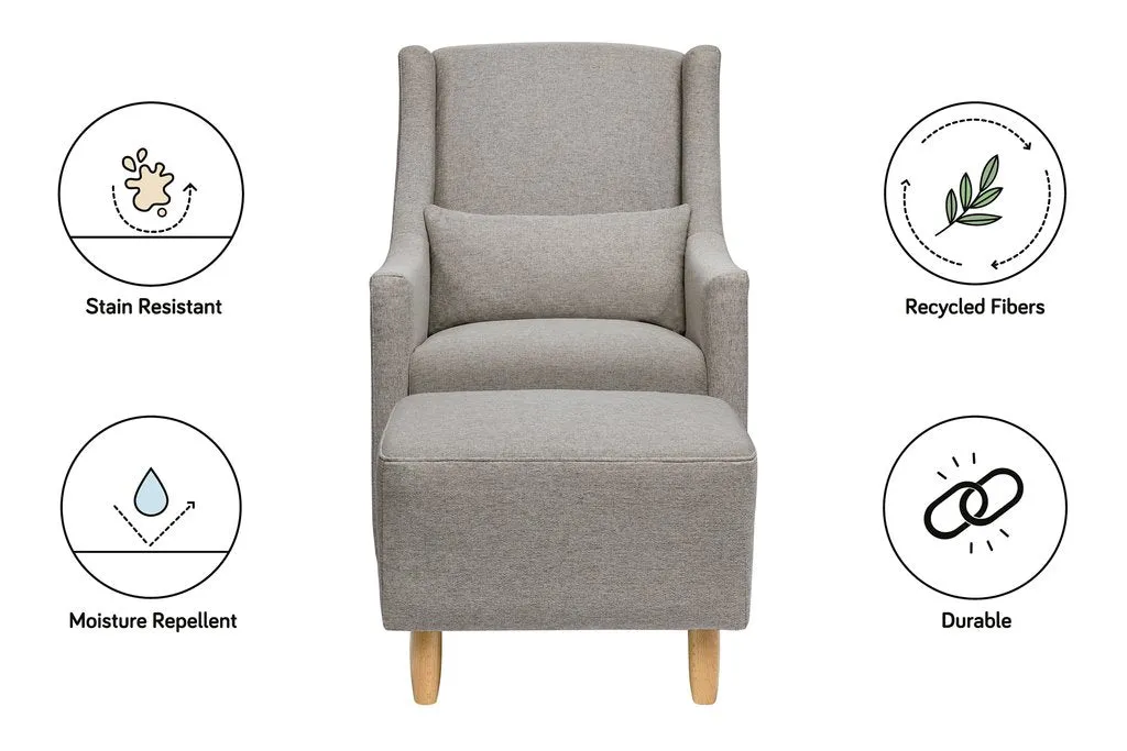 Toco Swivel Glider with Ottoman in eco-performance fabric | water repellent & stain resistant (Grey Tweed)