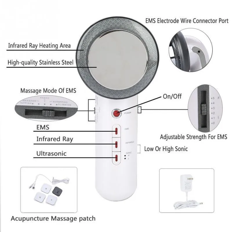 Ultrasonic Cellulite Remover Weight Loss Lipo Anti Cellulite Fat Burner Galvanic Infrared Ultrasonic Therapy EMS Stimulate Spa