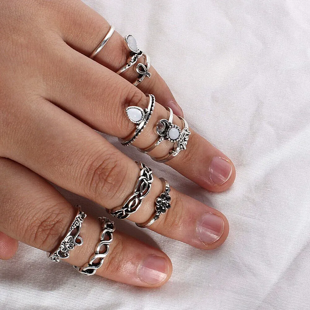 US Bulk Lot Knuckle Stacking Bands Midi Mid Above Joint Rings Punk Finger Tip