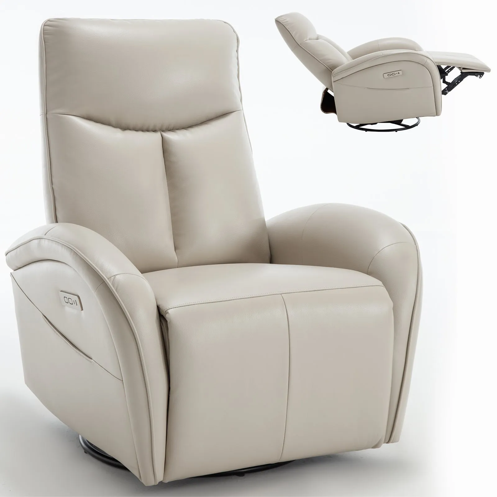 Vince Swivel and Rocker Power Recliner Chair - Beige