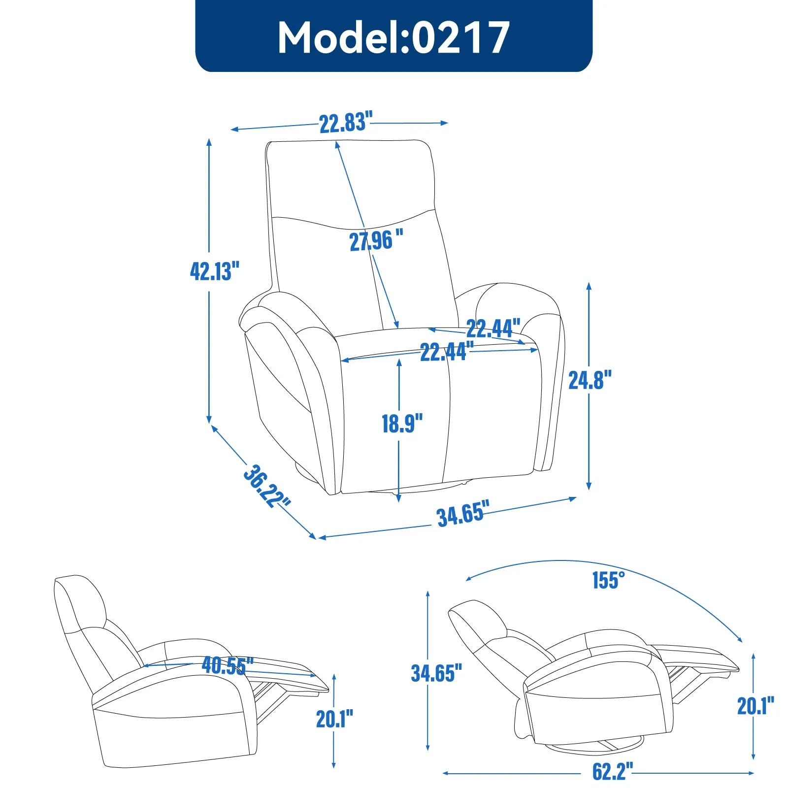 Vince Swivel and Rocker Power Recliner Chair - Beige