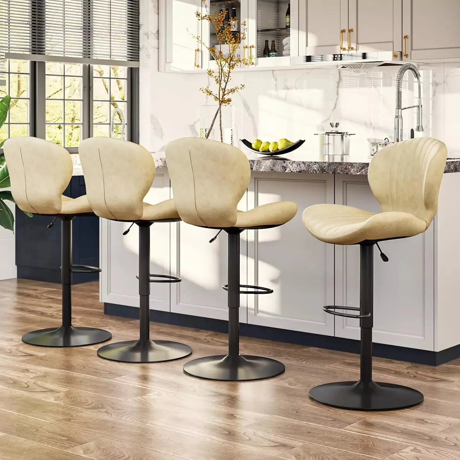 Waleaf Modern Adjustable Bar Stools,Leather Upholstered Swivel Counter Stools BAR06